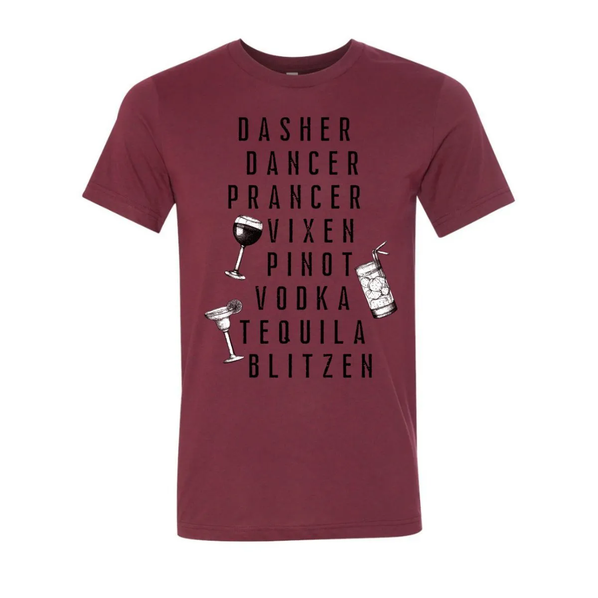 Dasher Dancer Prancer Reindeer Funny T-Shirt - Heather Cardinal