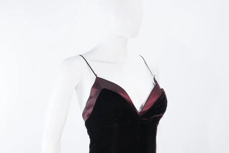 DICE KAYEK France Vintage Brown Velvet Gown with Satin Trim Size 8