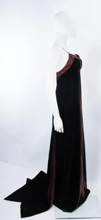 DICE KAYEK France Vintage Brown Velvet Gown with Satin Trim Size 8