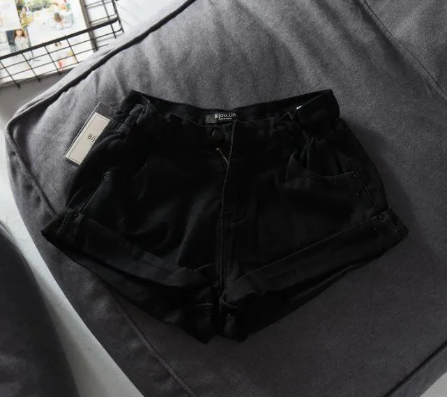 Elastic High Waist Denim Jean Basic Shorts