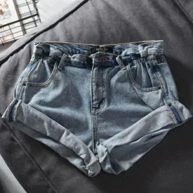 Elastic High Waist Denim Jean Basic Shorts