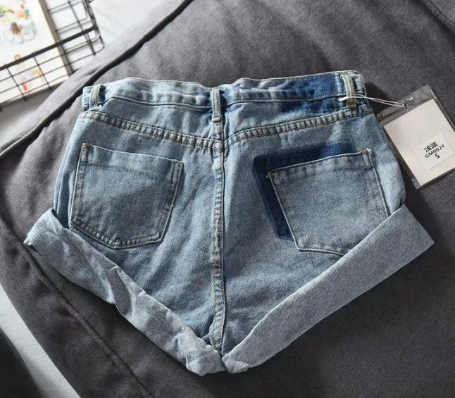 Elastic High Waist Denim Jean Basic Shorts