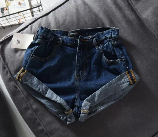 Elastic High Waist Denim Jean Basic Shorts
