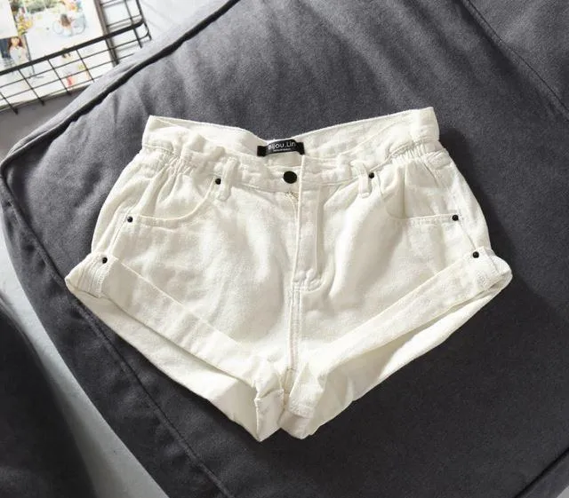 Elastic High Waist Denim Jean Basic Shorts