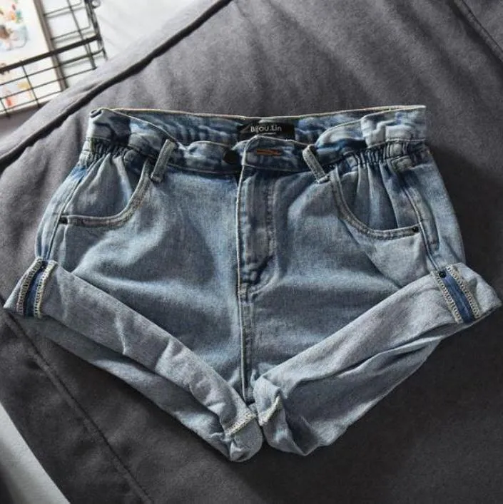 Elastic High Waist Denim Jean Basic Shorts