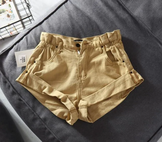 Elastic High Waist Denim Jean Basic Shorts