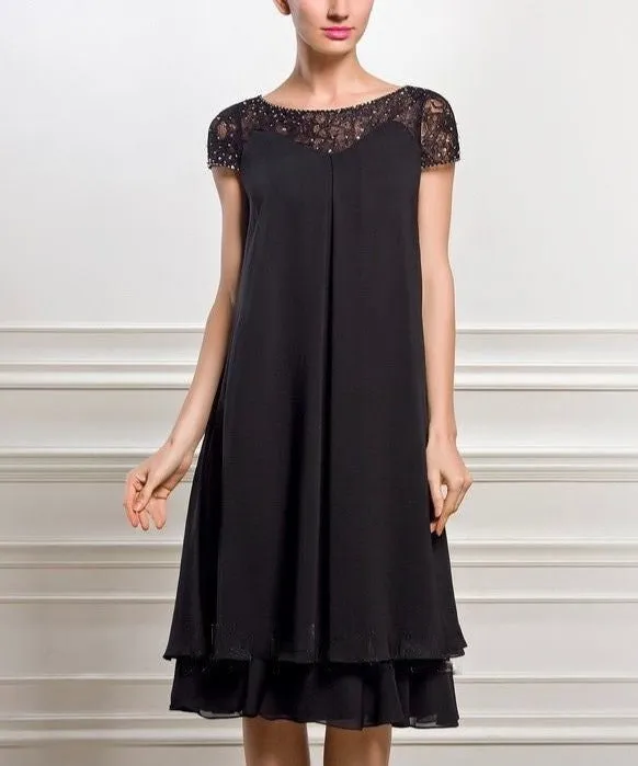 Empire Scoop Neck  Chiffon Lace Mother of the Bride Dress
