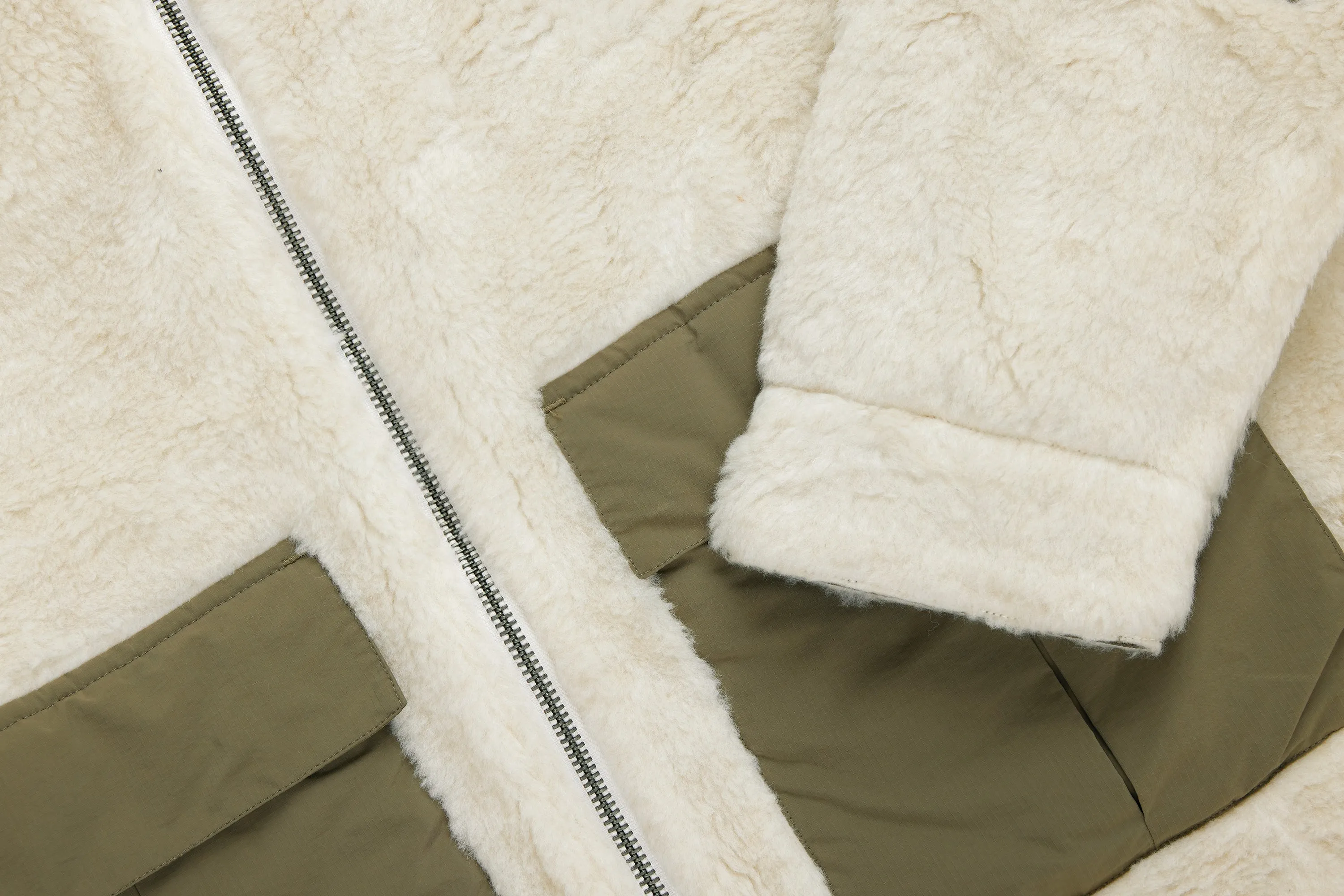 Fleece Jacket ~ Ecru Wool Blend Fleece