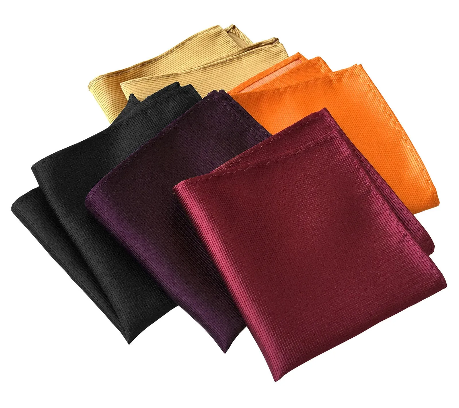 Garnet Red Pocket Square. Solid Color Fine-Stripe, No Print