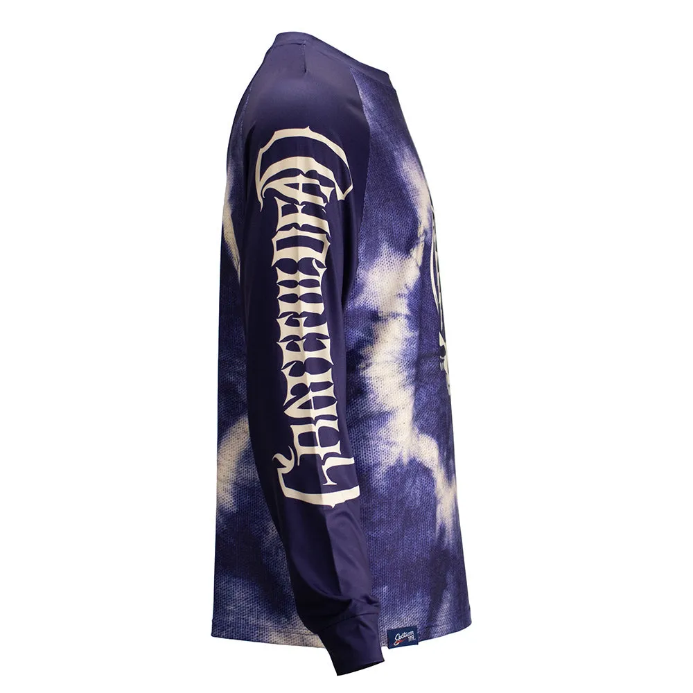 Grateful Dead | UPF 50 Swim Shirt Long Sleeve | Grateful Dead  Logo in Navy Tie-Dye