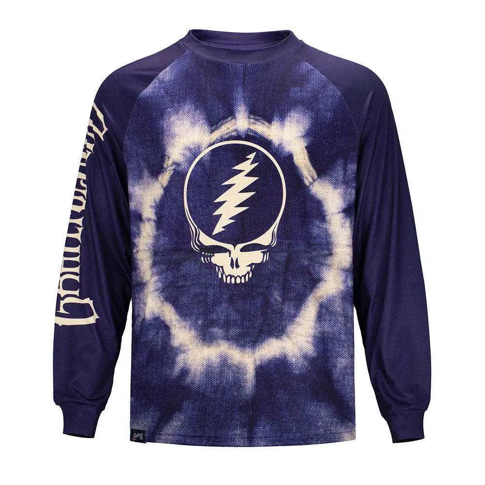 Grateful Dead | UPF 50 Swim Shirt Long Sleeve | Grateful Dead  Logo in Navy Tie-Dye