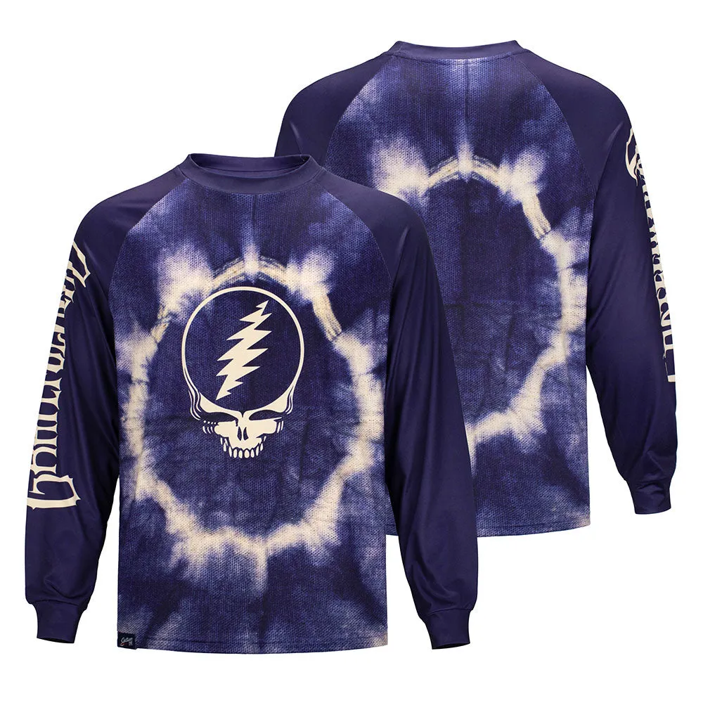 Grateful Dead | UPF 50 Swim Shirt Long Sleeve | Grateful Dead  Logo in Navy Tie-Dye
