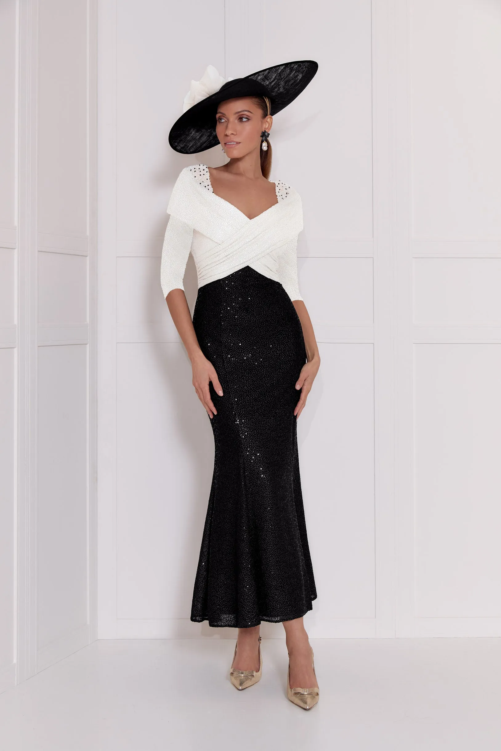 Elegant Black and Ivory John Charles 29155BP Dress for Special Occasions
