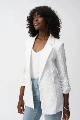 Joseph Ribkoff Ladies White Woven Jacquard Boxy Blazer