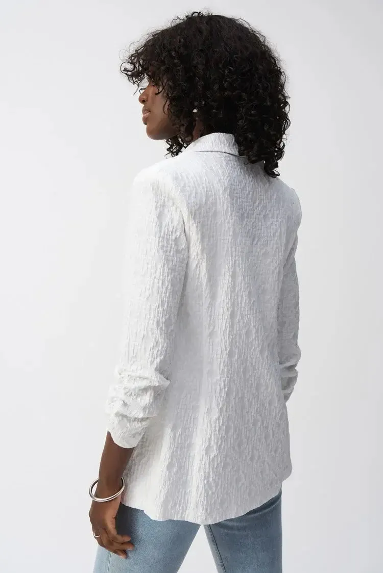 Joseph Ribkoff Ladies White Woven Jacquard Boxy Blazer