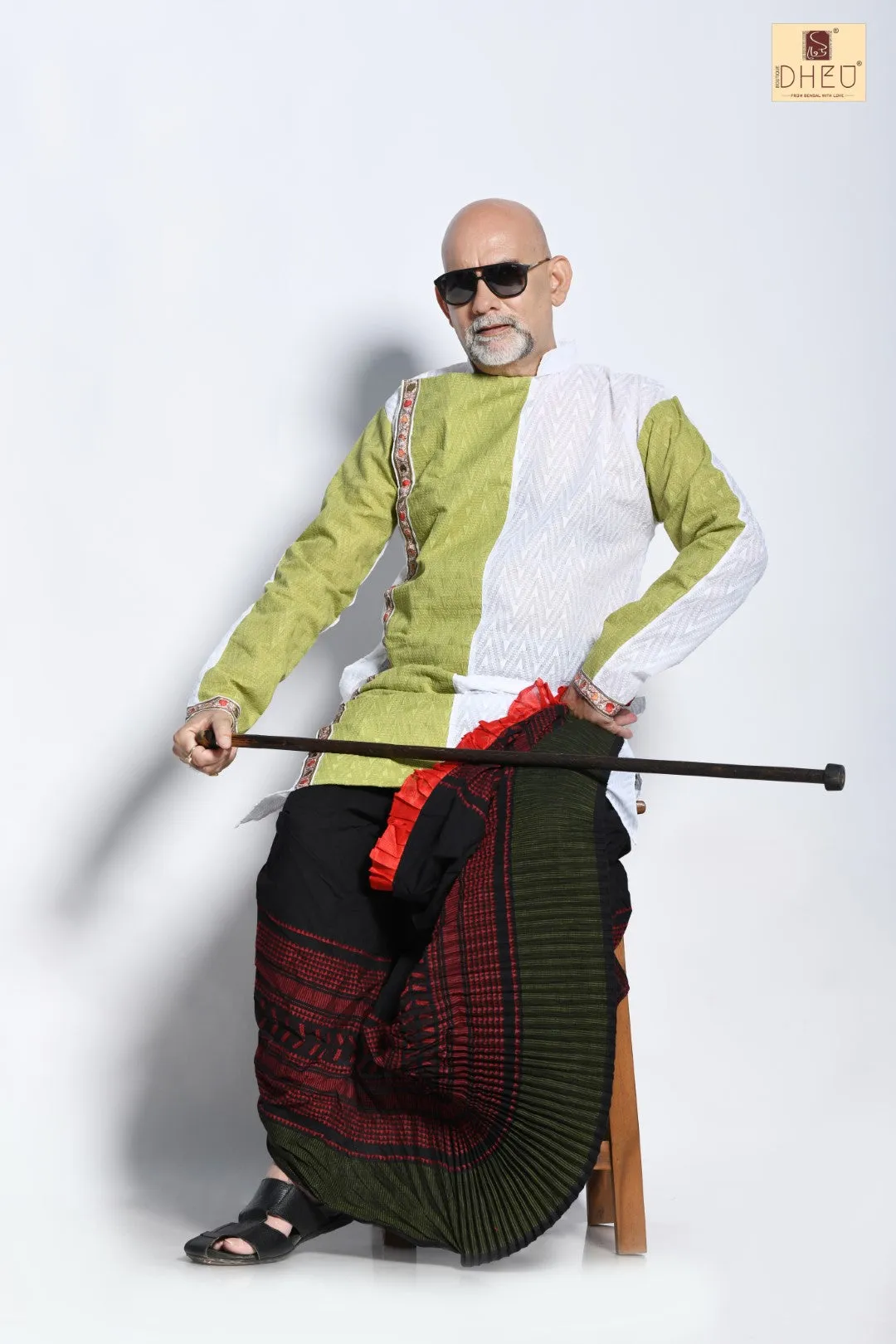 Kashti Pathar & Dheu Designer Kurta Set with Optional Dhoti