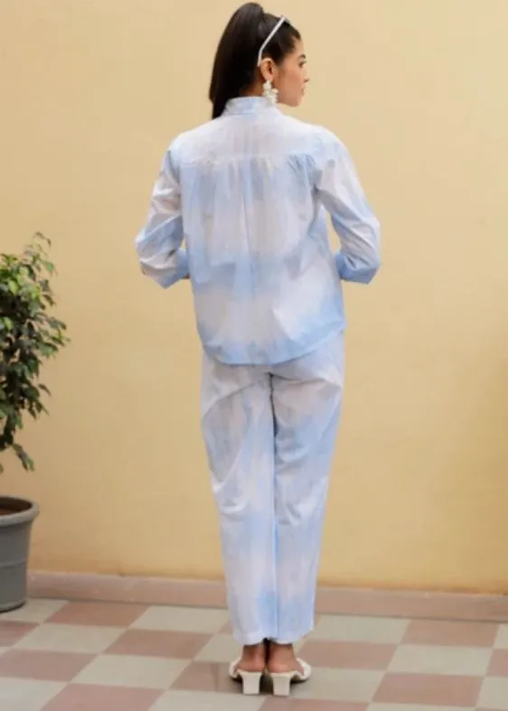 Light Blue Stripe Tie and Dye Co-ord Set