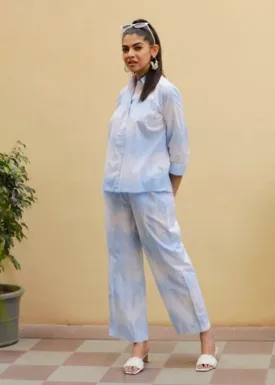 Light Blue Stripe Tie and Dye Co-ord Set