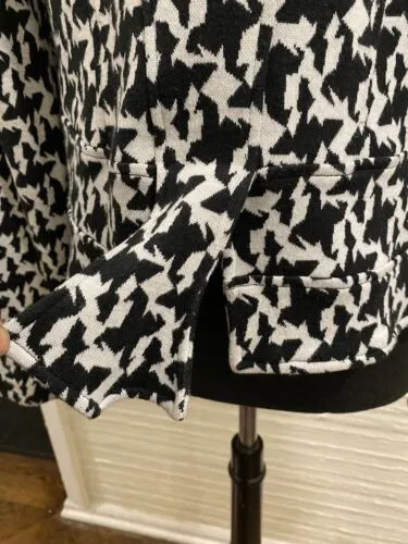 Luii Black And White Houndstooth Printed Blazer Jacket Size XL