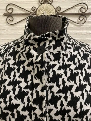 Luii Black And White Houndstooth Printed Blazer Jacket Size XL