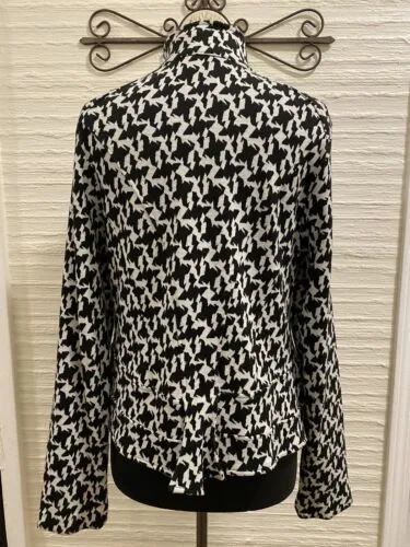 Luii Black And White Houndstooth Printed Blazer Jacket Size XL