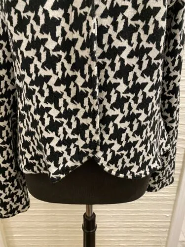 Luii Black And White Houndstooth Printed Blazer Jacket Size XL