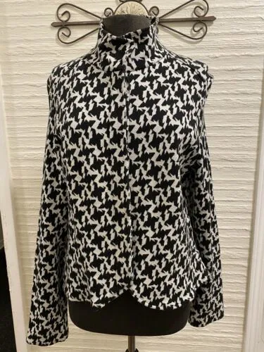 Luii Black And White Houndstooth Printed Blazer Jacket Size XL