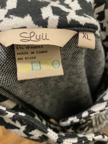 Luii Black And White Houndstooth Printed Blazer Jacket Size XL