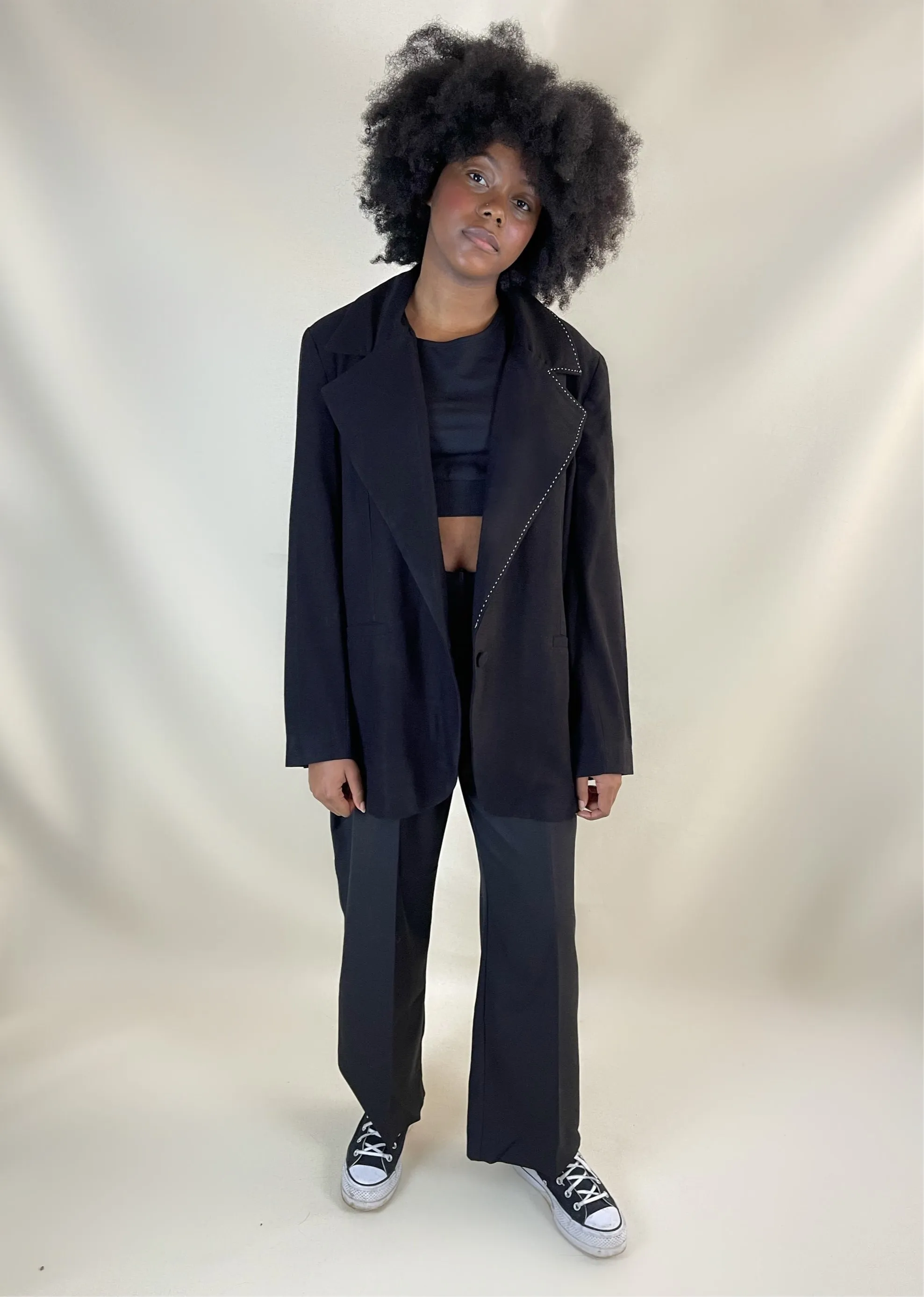 MAISON BEIGE BLAZER OVERSIZED NOIR - "LINED"