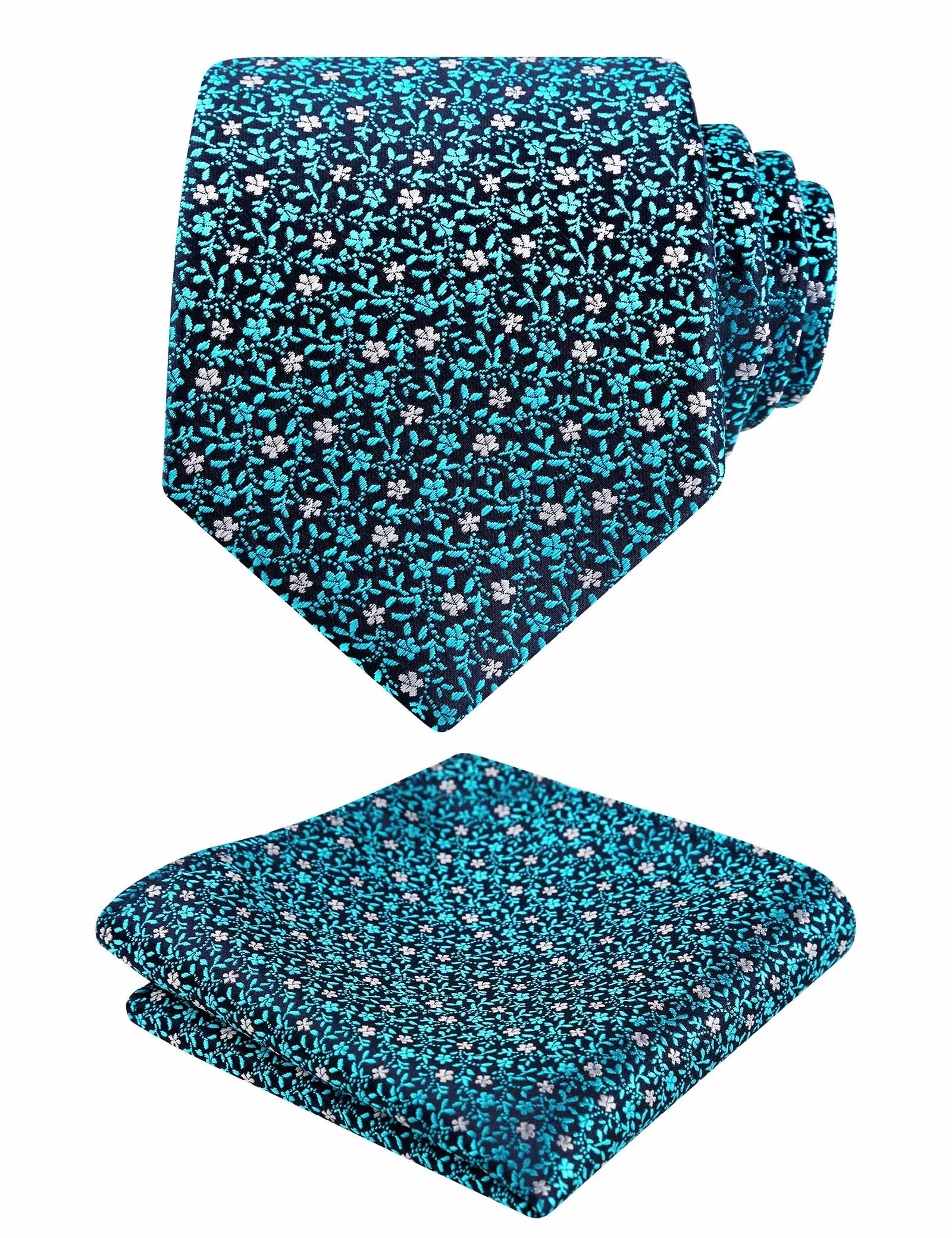 Men's 3.15'' Floral Pattern Tie with Flower Printed Pocket Square Colorful Tie Set, 152