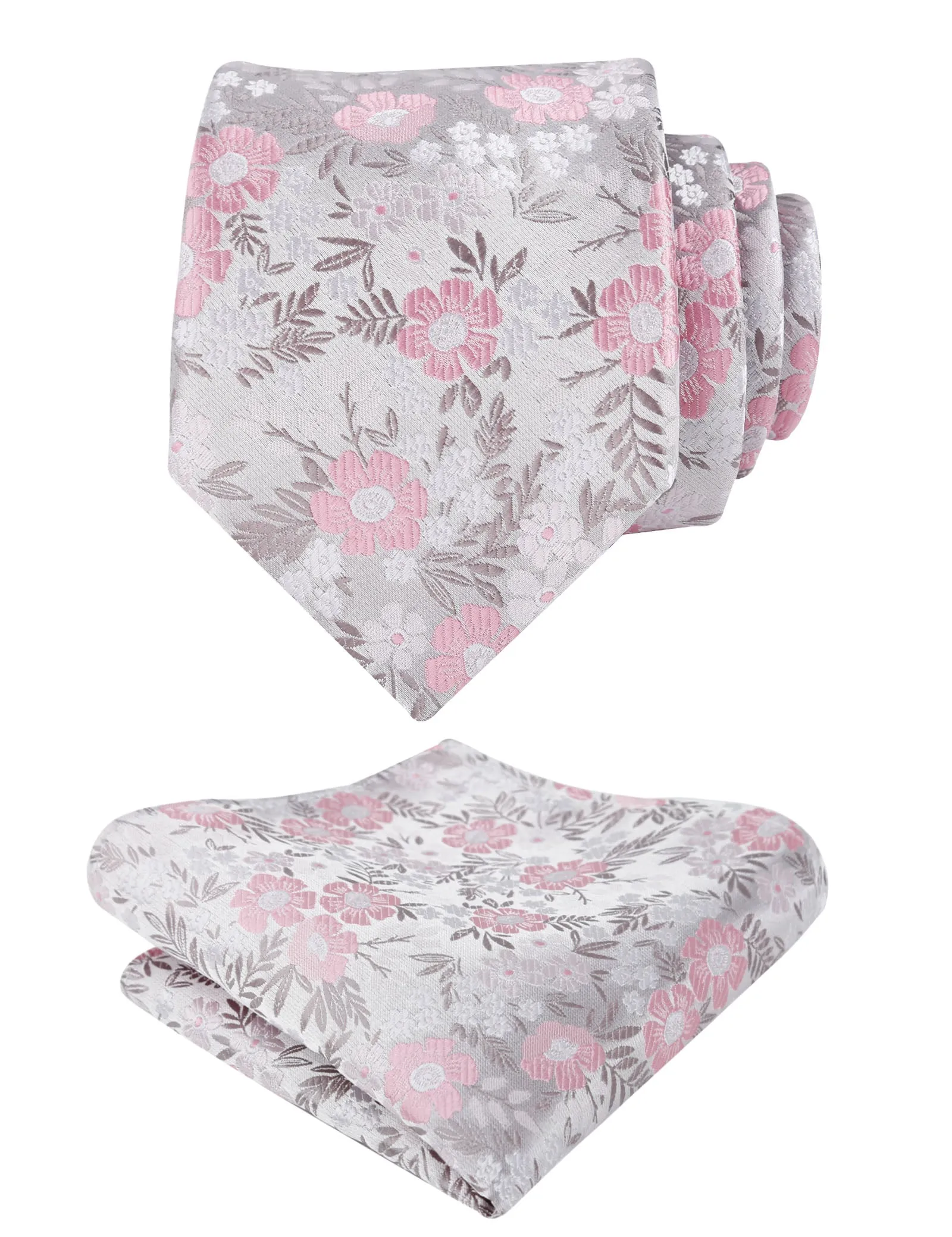 Men's 3.15'' Leaf Flower Pattern Tie with Floral Pocket Square Set, 146