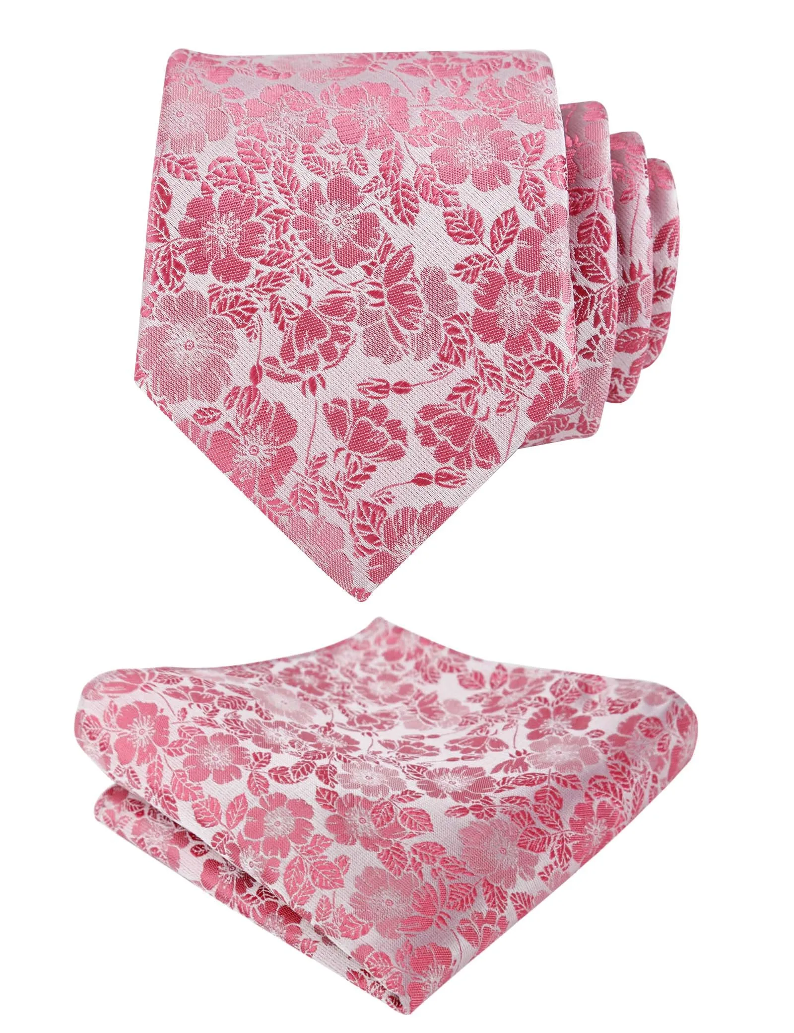 Men's 3.15'' Leaf Flower Pattern Tie with Floral Pocket Square Set, 146