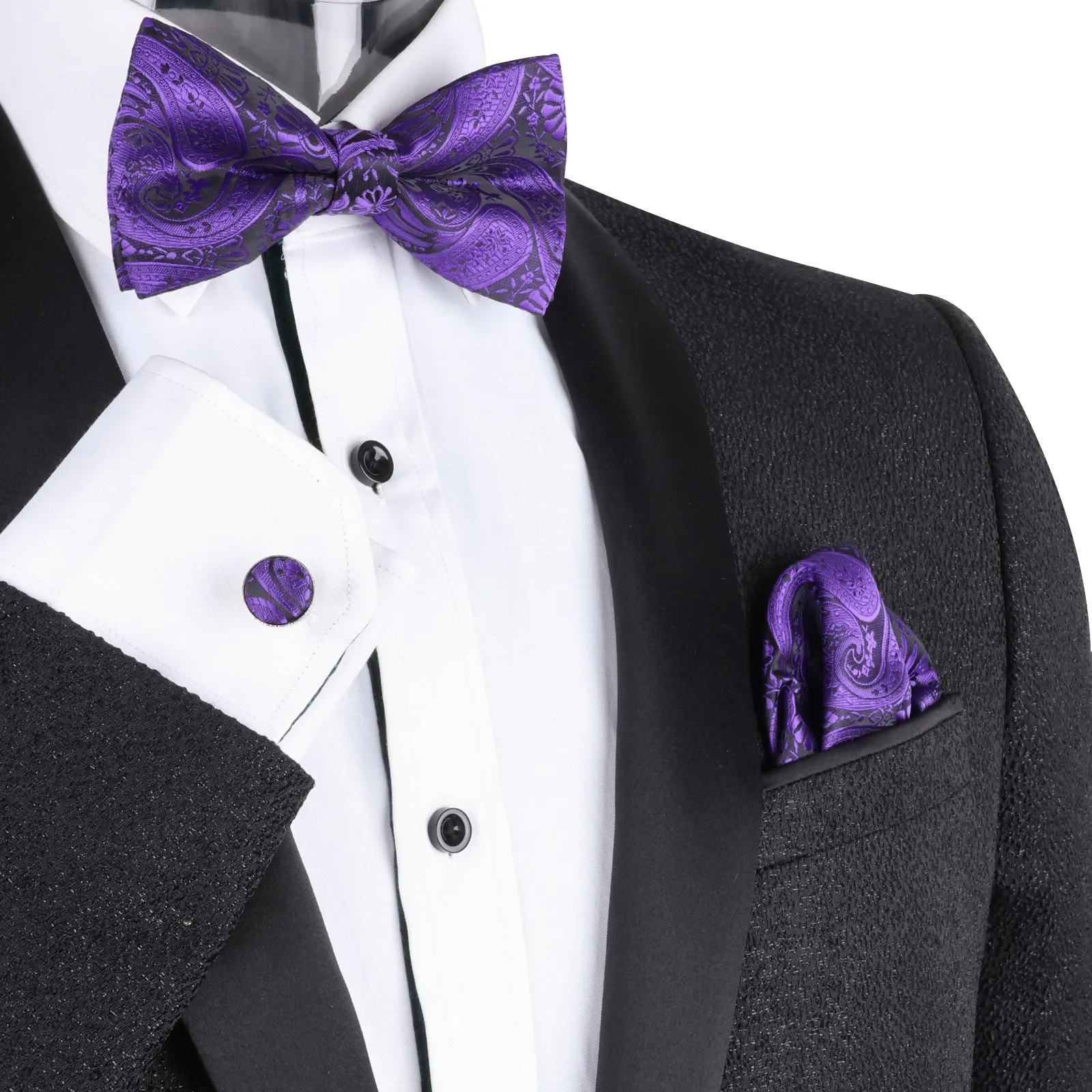 Men's 5pcs Paisley Suit Vest Classic Jacquard Button-Down Waistcoat Set, 185-Dark Purple