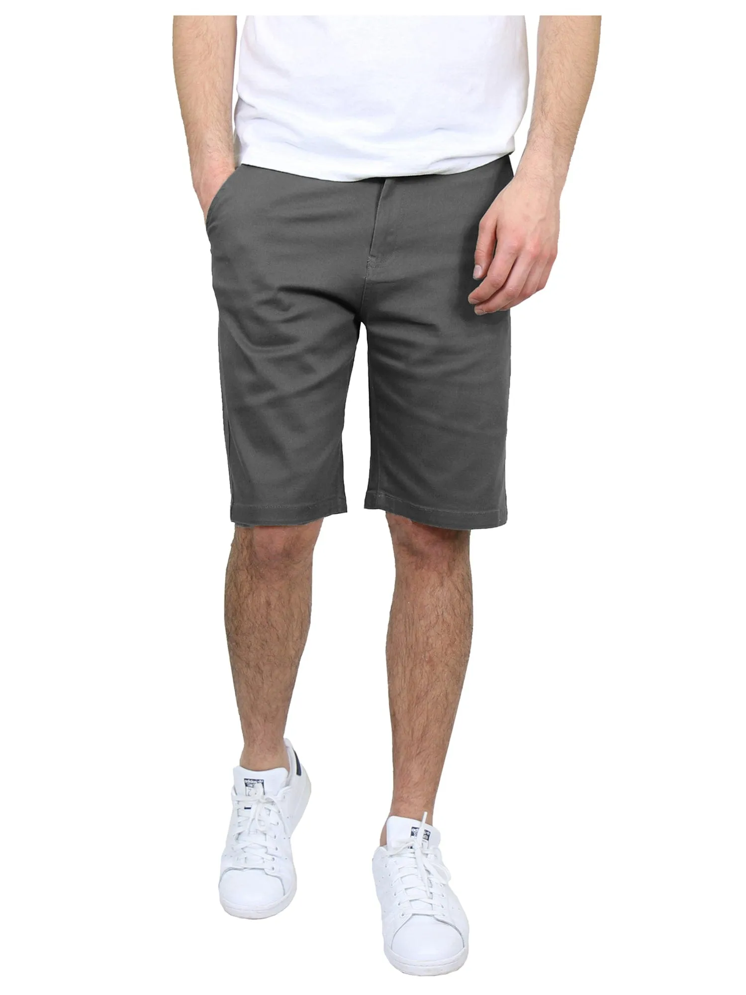 Men's Flat-Front Slim Fit Cotton Stretch Chino Shorts (Sizes, 30-42)