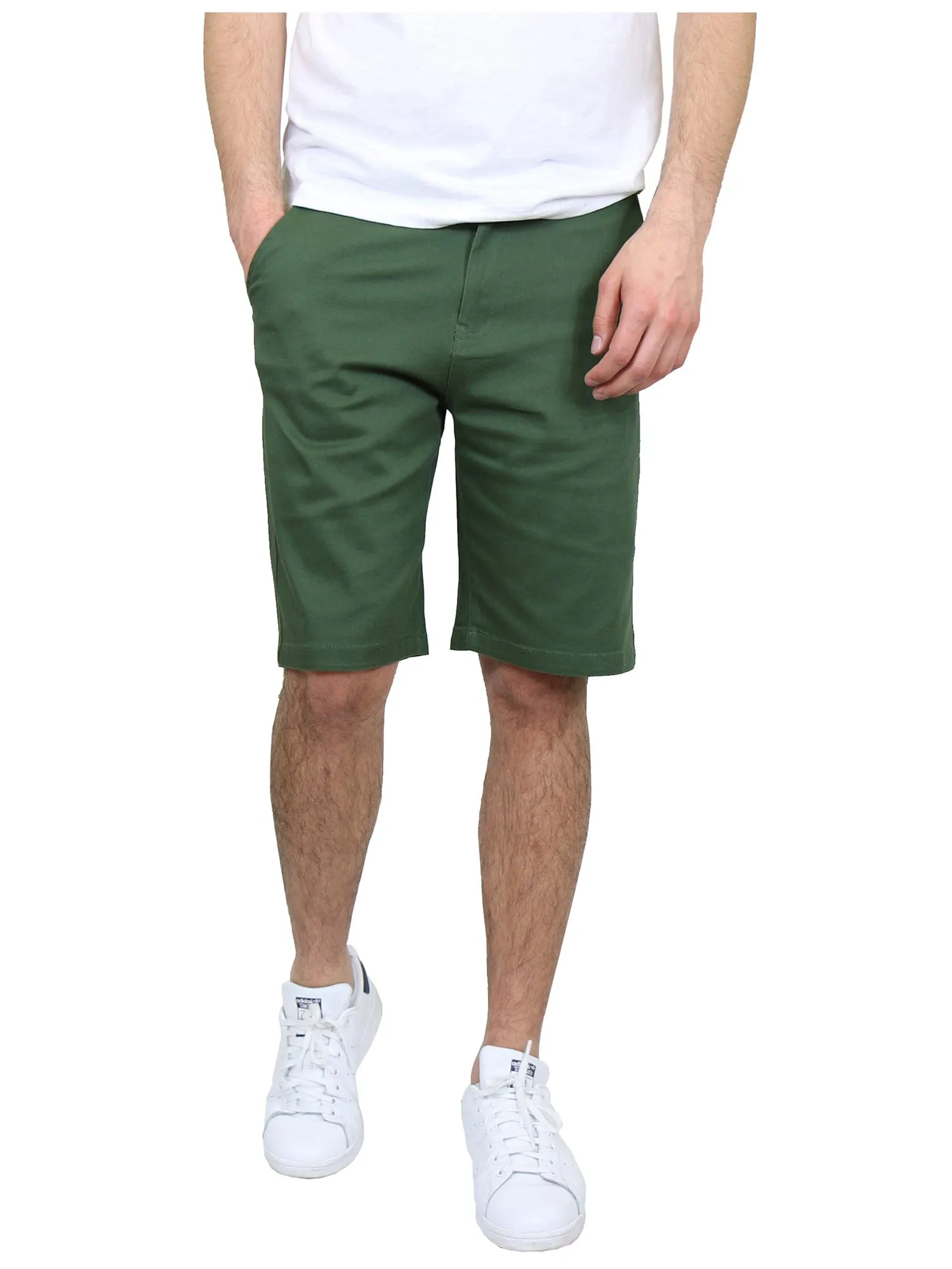 Men's Flat-Front Slim Fit Cotton Stretch Chino Shorts (Sizes, 30-42)