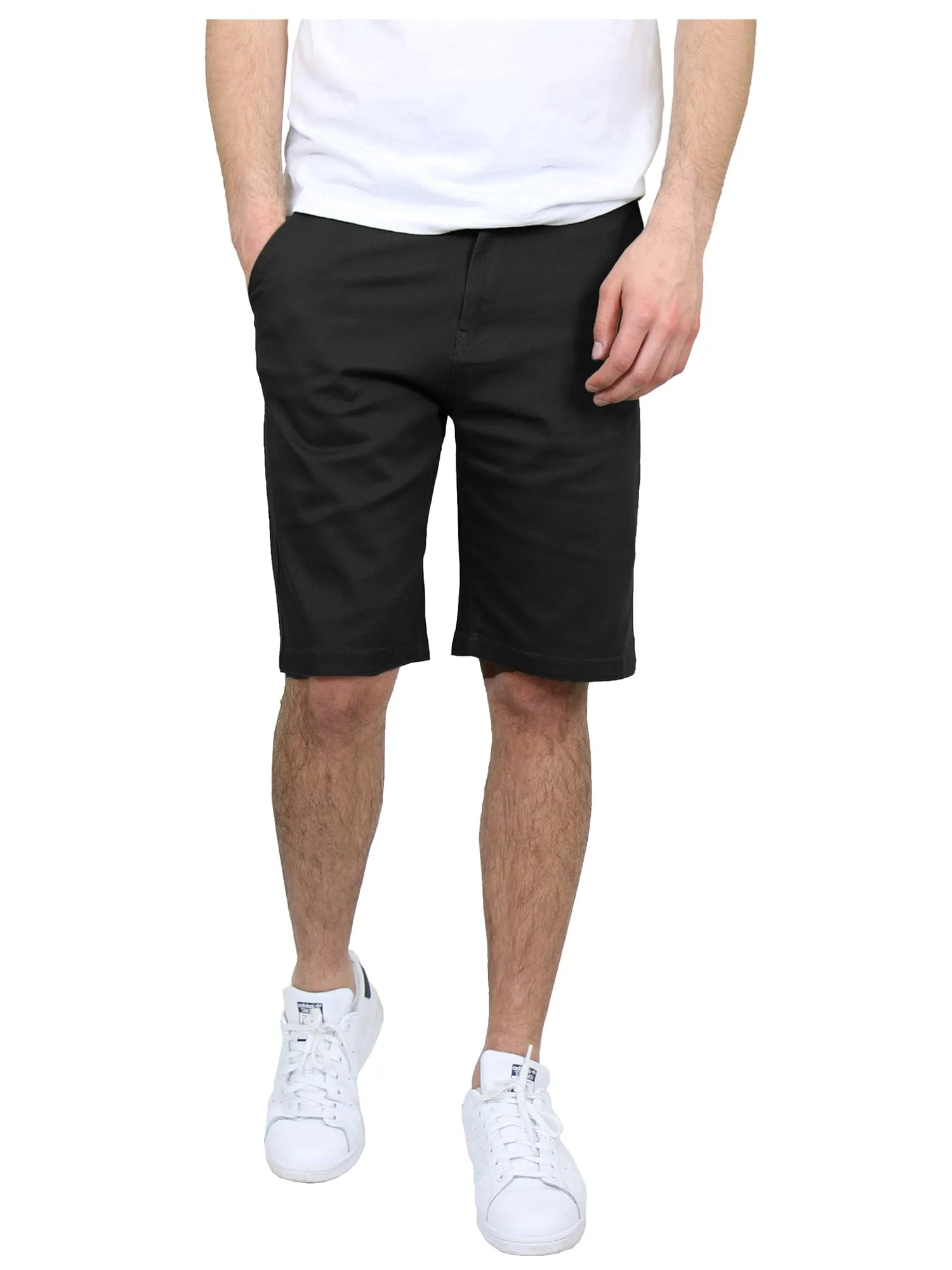 Men's Flat-Front Slim Fit Cotton Stretch Chino Shorts (Sizes, 30-42)