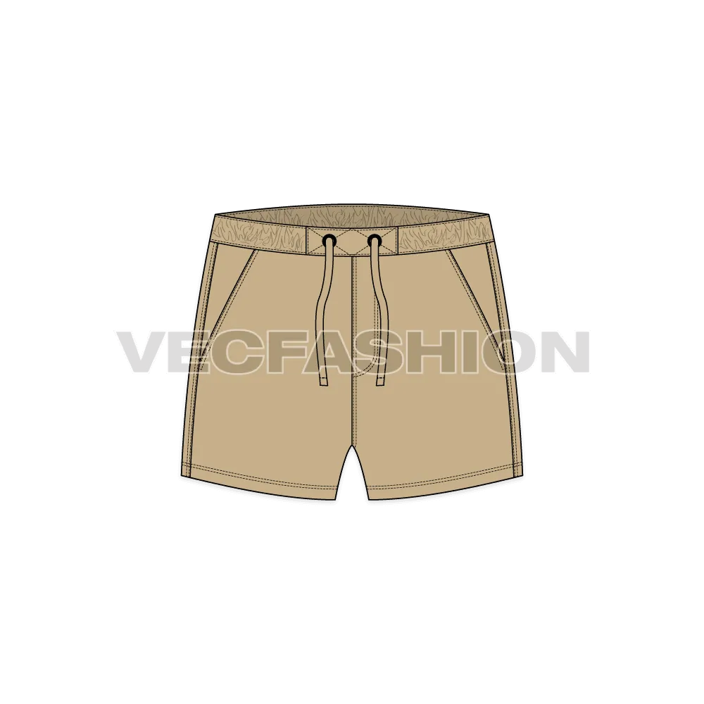 Mens Khaki Swim Shorts