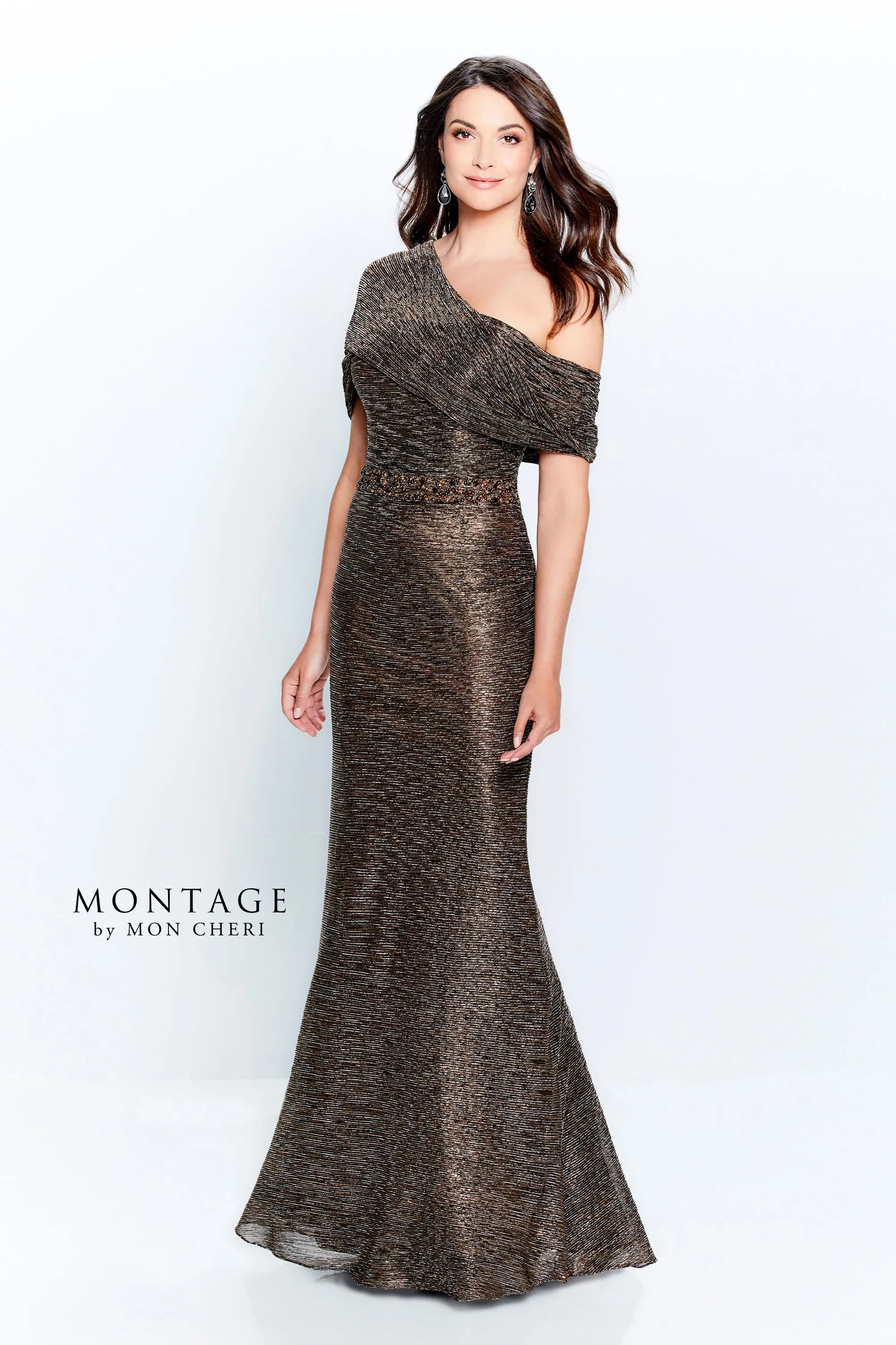 Montage 120902  Stretch Metallic Fit & Flare With Beaded Waist