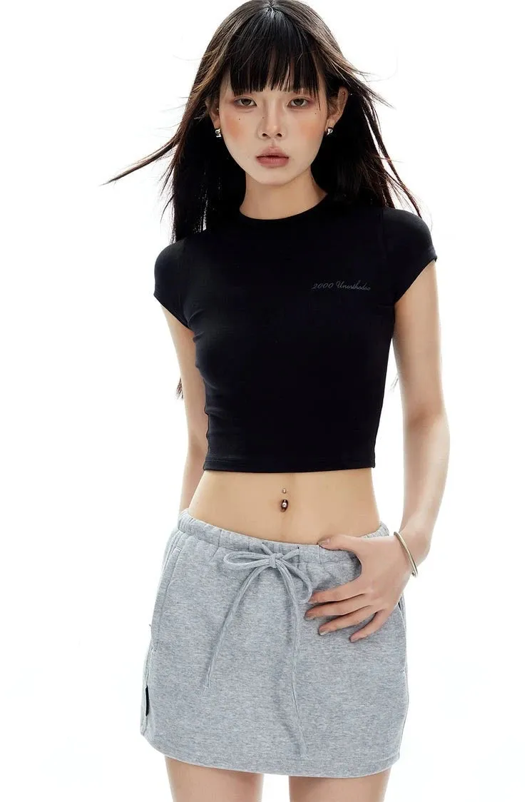 Open Back Lace-Up Baby Tee Crop Top