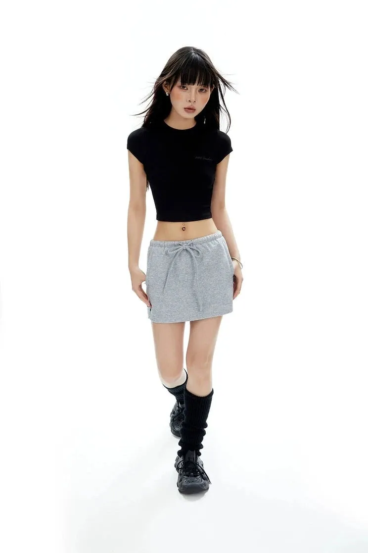 Open Back Lace-Up Baby Tee Crop Top