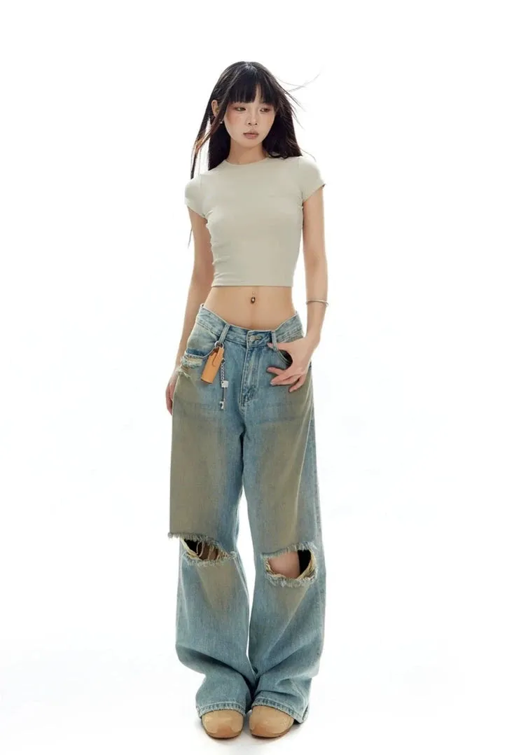 Open Back Lace-Up Baby Tee Crop Top