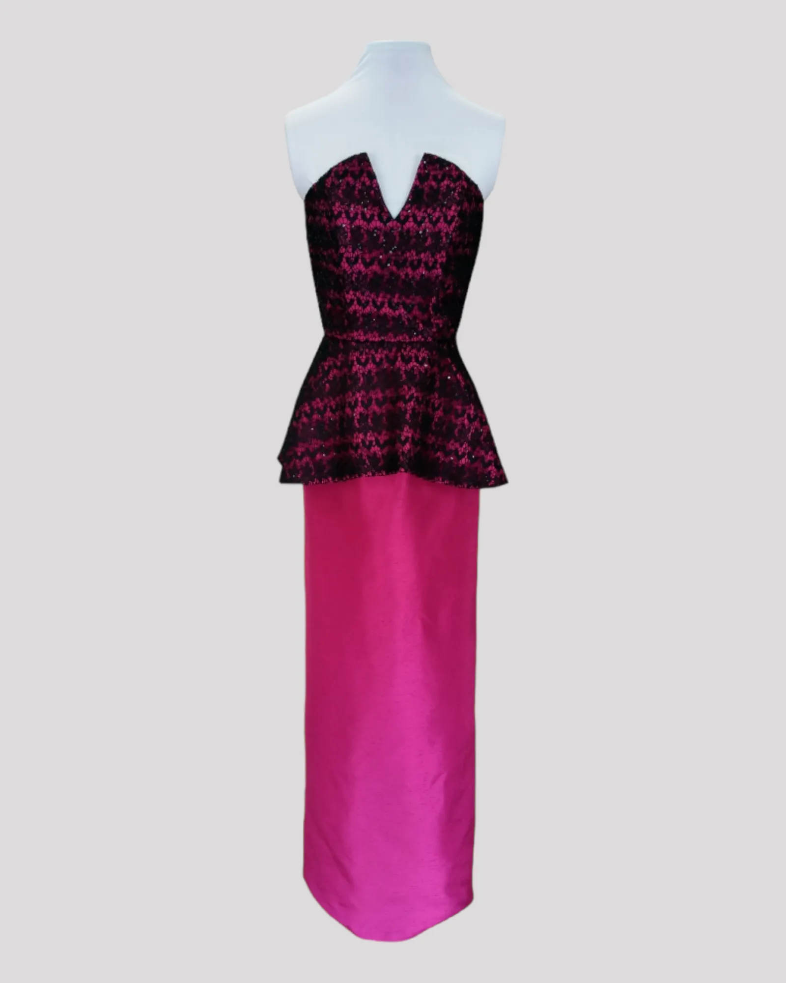 Piper Lace Peplum Evening Dress