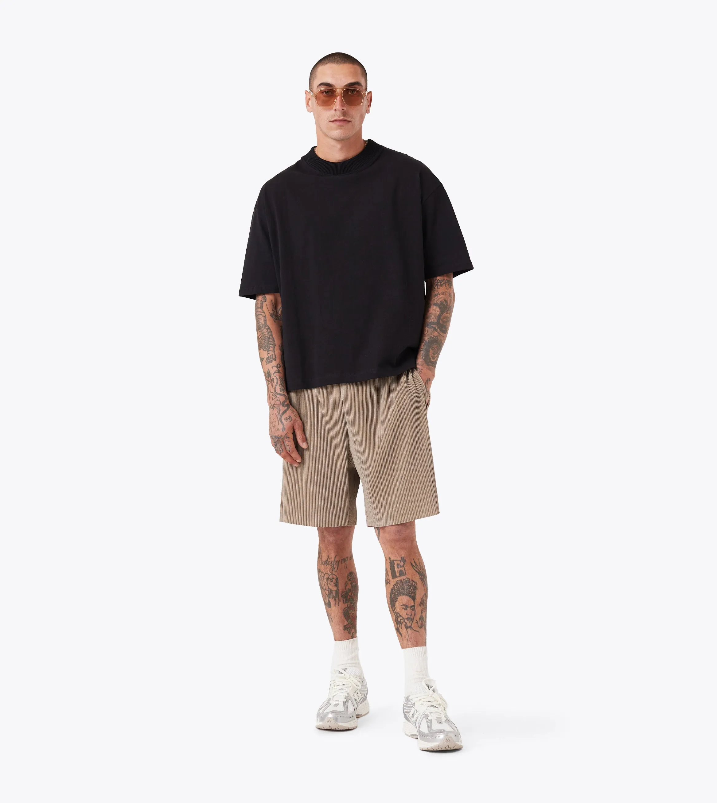 Pleated Short Khaki