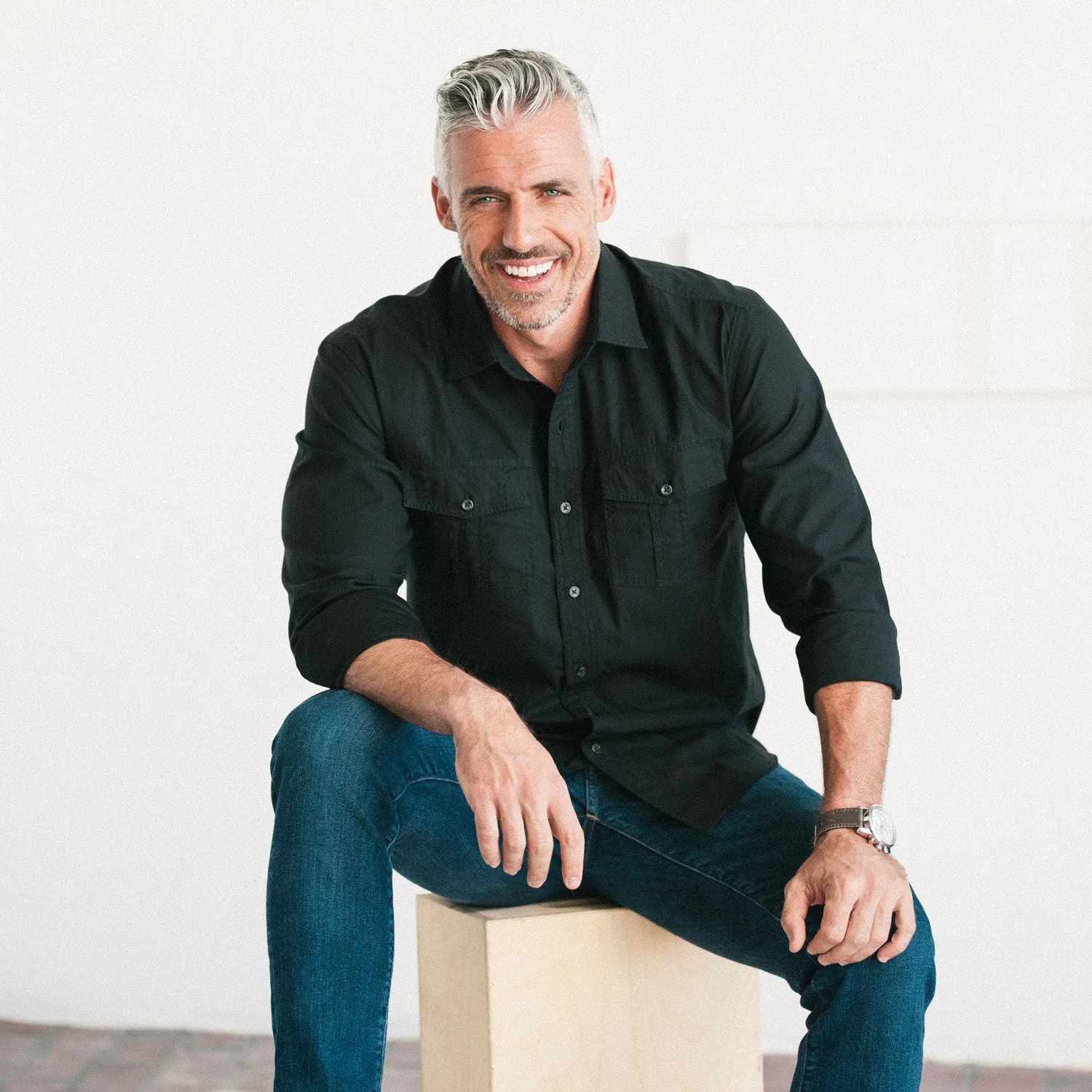 Primer Utility Shirt – Jet Black Cotton Twill