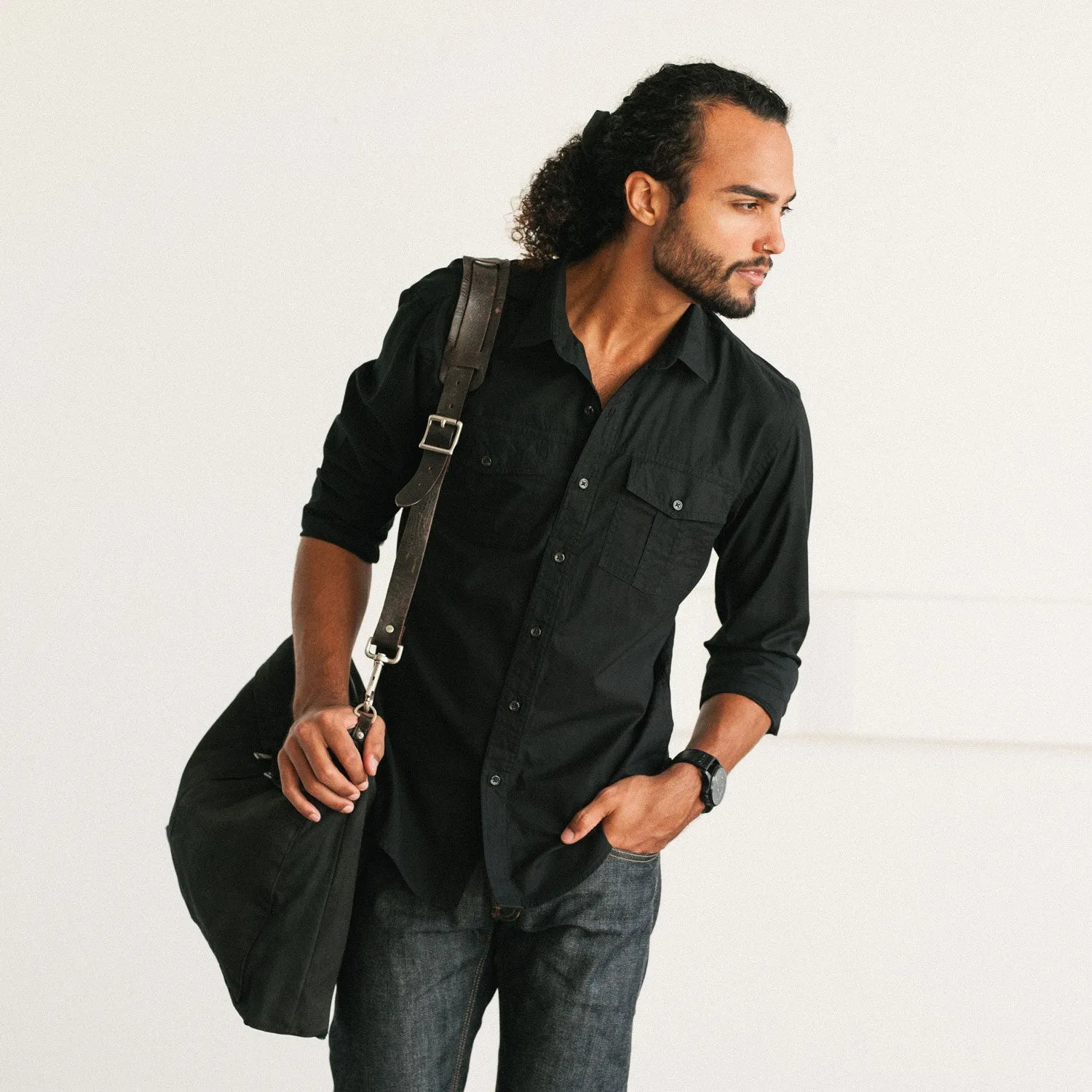Primer Utility Shirt – Jet Black Cotton Twill