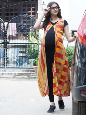 Red Orange and Yellow Long Maternity Shrug