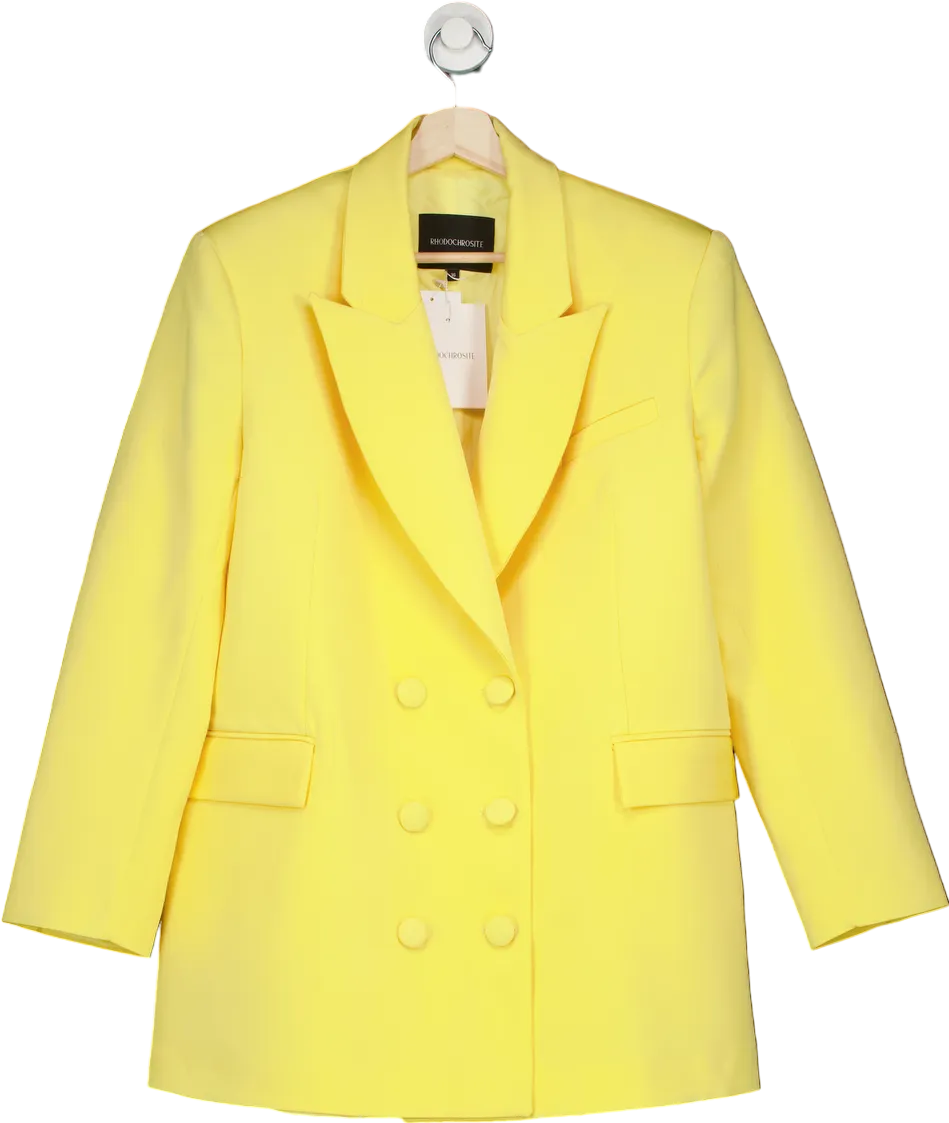 Rhodochrosite Yellow Viola Satin Double-Breasted Blazer UK 8
