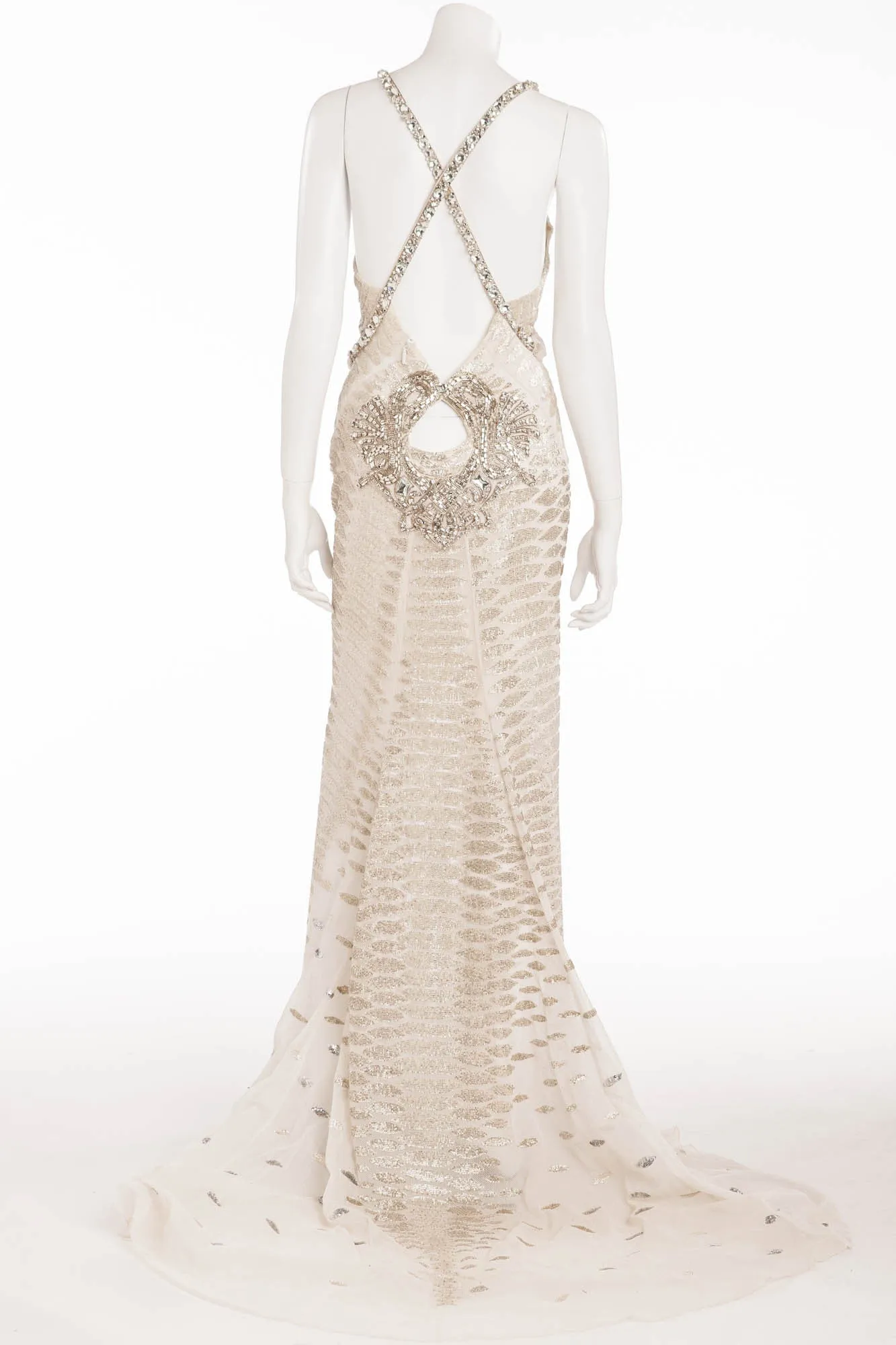 Roberto Cavalli - Reptile Style with Rhinestone Embellishments Long Gown -IT 42