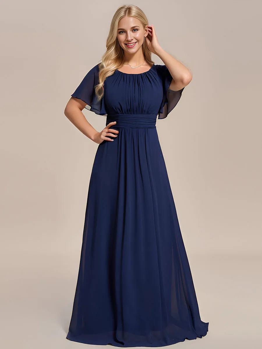 Round Neck Pleated Wholesale Bridesmaid Dresses