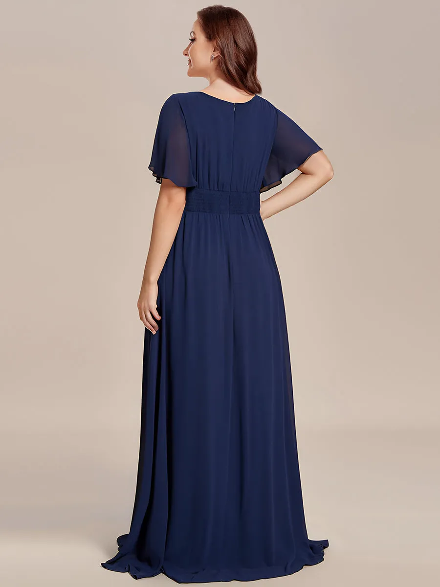 Round Neck Pleated Wholesale Bridesmaid Dresses